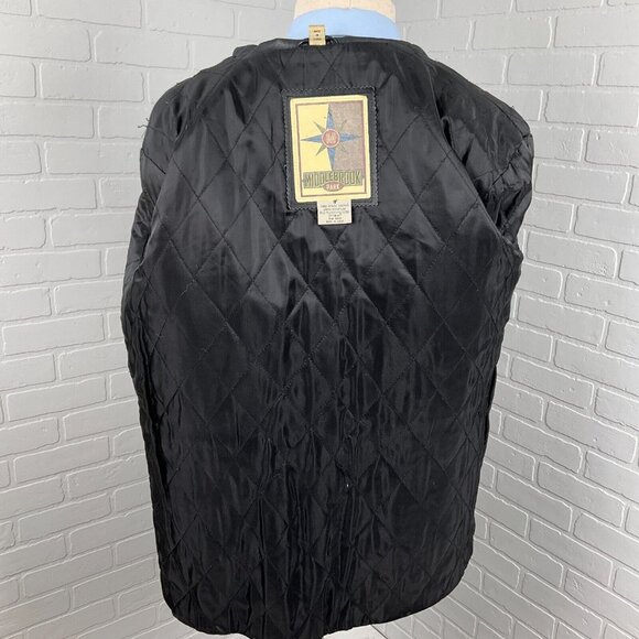 Middlebrook Park Jacket Men Small Black Leather Anorak Zip Retro Coat‎ Casual - Picture 6 of 14